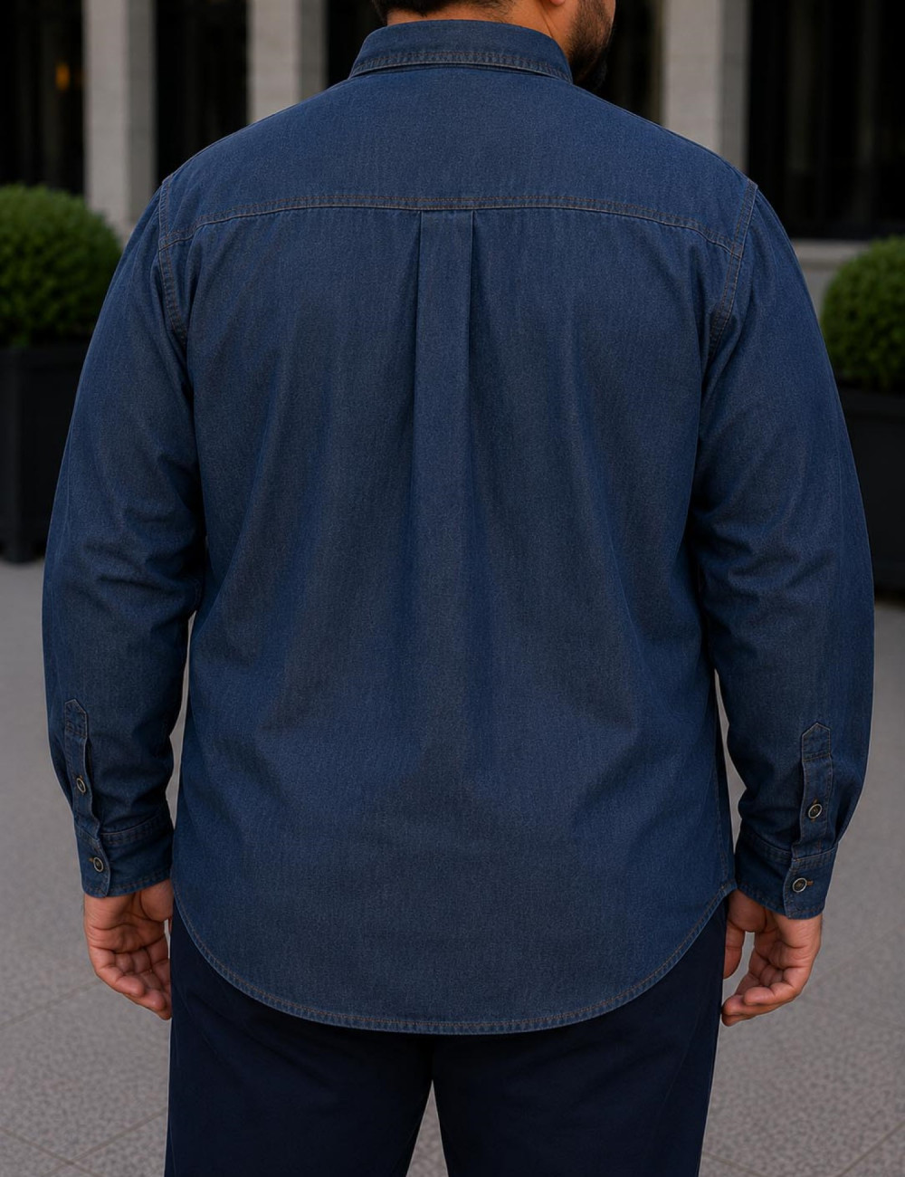 Ανδρικό με denim όψη μακρυμάνικο πουκάμισο.