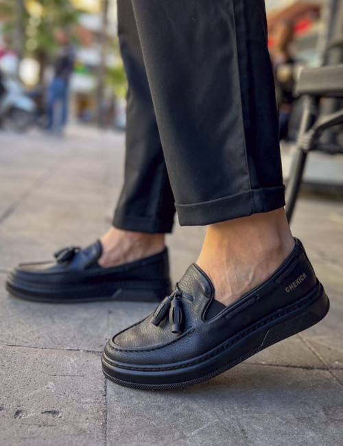 Ανδρικό μαύρο casual παπούτσι δερματίνη CH127M
