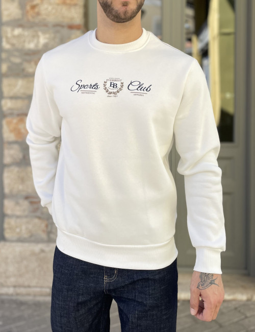 Everbest ανδρικό Plus Size λευκό φούτερ με τύπωμα 2610020