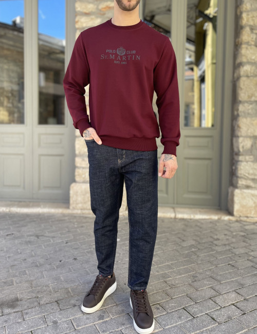 Everbest ανδρική μπορντό μπλούζα με τύπωμα και λάστιχο 261022B