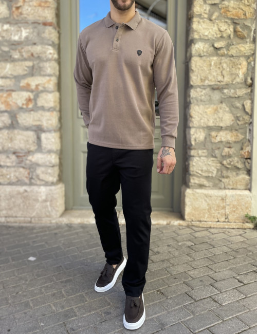 Everbest Ανδρική πούρο Polo μακρυμάνικη μπλούζα Plus size 261032P