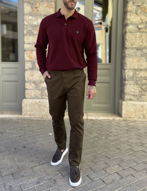 Dynamo ανδρικό καφέ παντελόνι υφασμάτινο Chinos D1316K