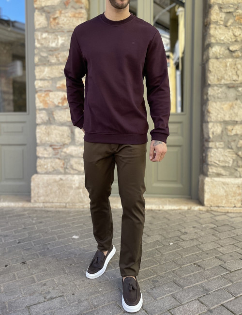 Ανδρική μπορντό πικέ μακρυμάνικη μπλούζα 4403R
