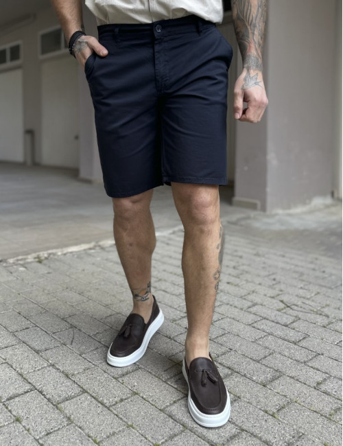 Ανδρική μπλε υφασμάτινη Chinos βερμούδα 2422B