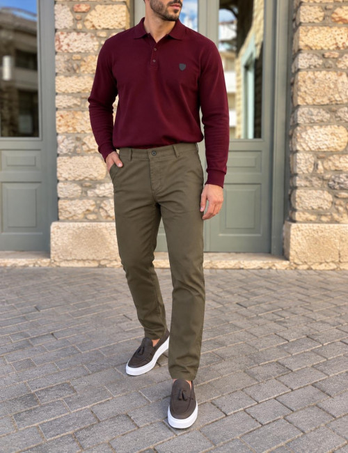 Dynamo ανδρικό χακί  παντελόνι υφασμάτινο Chinos D1316X