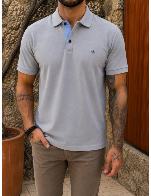 Origin ανδρική γκρι πικέ Polo μπλούζα Plus Size 262722