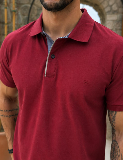 Origin ανδρική κερασί πικέ Polo μπλούζα Plus Size 262720C