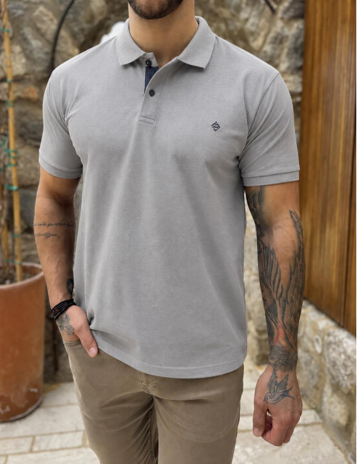 Origin ανδρική γκρι πικέ Polo μπλούζα Plus Size 262719G