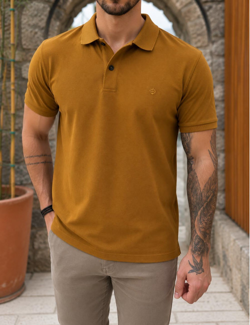 Origin ανδρική ώχρα πικέ Polo μπλούζα Plus Size 252717O