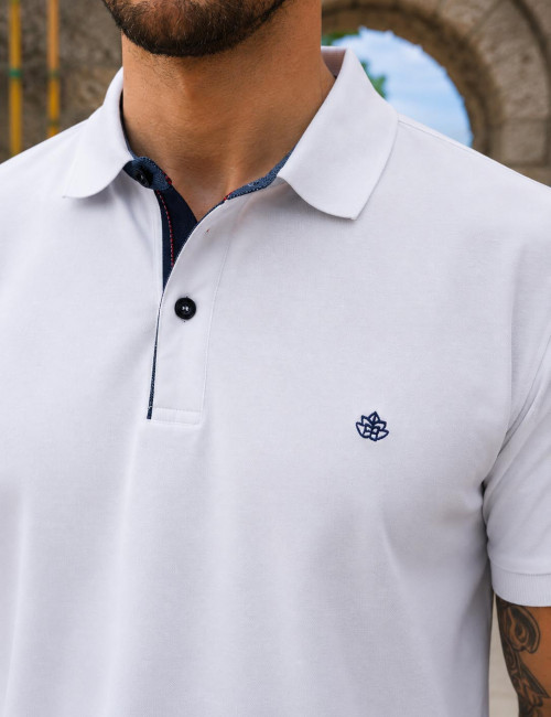 Everbest ανδρική λευκή πικέ Polo μπλούζα Plus Size 262834W