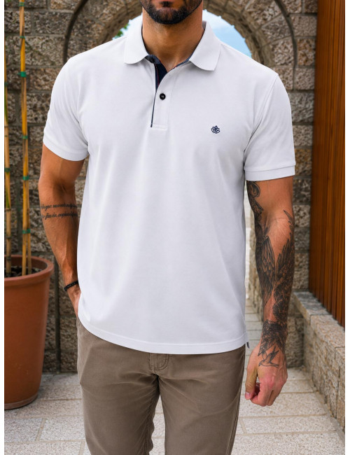 Everbest ανδρική λευκή πικέ Polo μπλούζα Plus Size 262834W