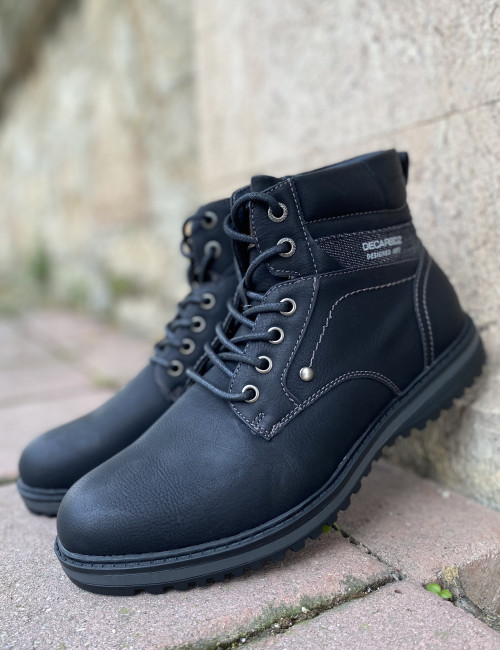 Ανδρικά μαύρα αρβυλάκια από δερματίνη με κορδόνια Y173M