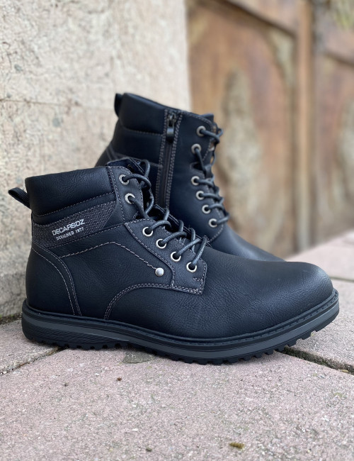 Ανδρικά μαύρα αρβυλάκια από δερματίνη με κορδόνια Y173M