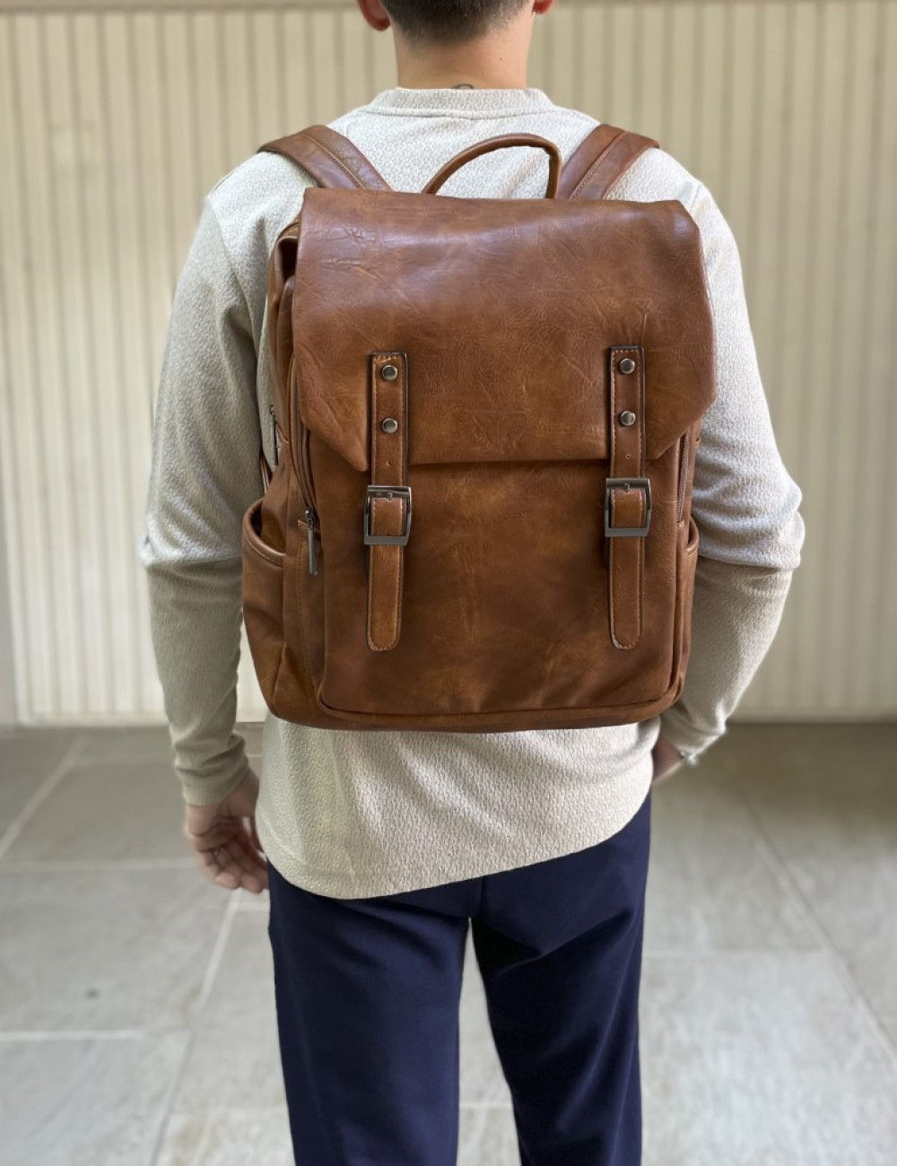 Ανδρικό κάμελ Backpack δερματίνη PB18