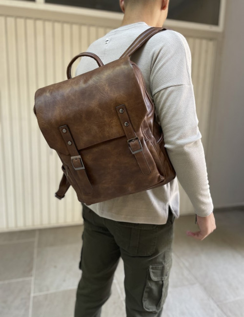 Ανδρικό καφέ Backpack δερματίνη PB18K