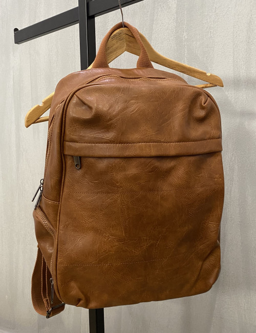 Ανδρικό καφέ ανοιχτό σακίδιο πλάτης με τσέπη L625730B