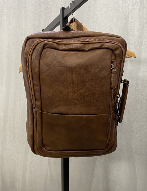 Ανδρική καφέ τσάντα πλάτης και χειρός PB1620