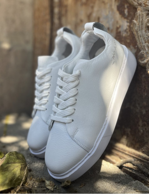 Ανδρικά λευκά δερμάτινα casual Sneakers HG175542W