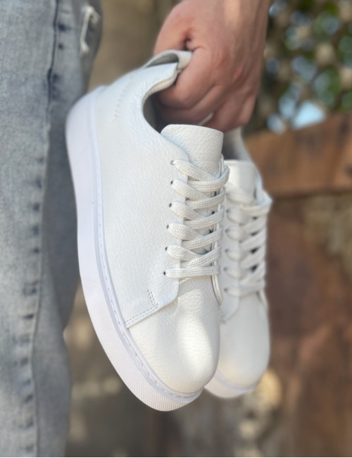 Ανδρικά λευκά δερμάτινα casual Sneakers HG175542W