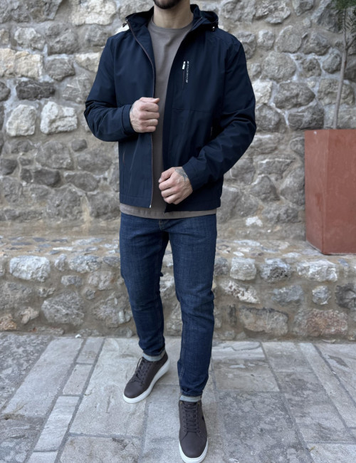 Dynamo ανδρικό μπλε μπουφάν με αποσπώμενη κουκούλα D3029N