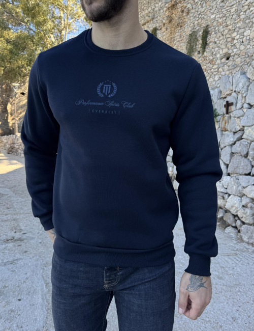 Everbest ανδρικό Plus Size μπλε φούτερ με τύπωμα 271003N