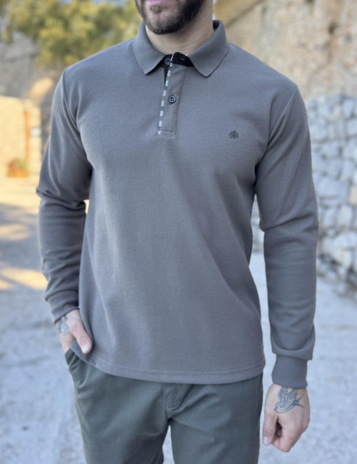 Everbest Ανδρική πούρο Polo μακρυμάνικη μπλούζα Plus size 271044P