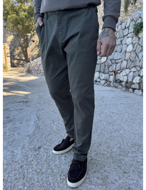 Αντρικό χακί υφασμάτινο παντελόνι με λάστιχο στην μέση BO1748X