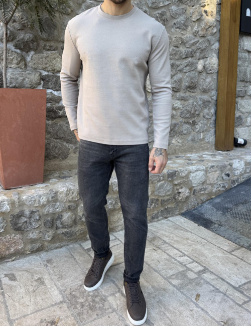 Ανδρική πούρο βαμβακερή με ανάγλυφο σχέδιο μπλούζα RJN2710P