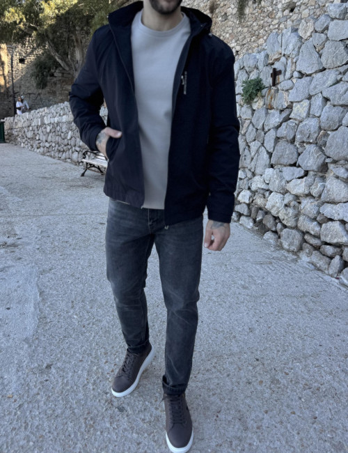 Dynamo ανδρικό μαύρο μπουφάν με αποσπώμενη κουκούλα D3029