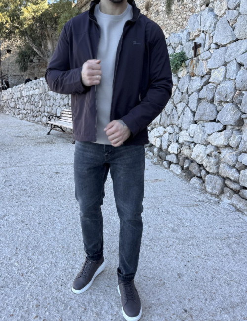 Dynamo ανδρικό καφέ μπουφάν με γιακά D3030K