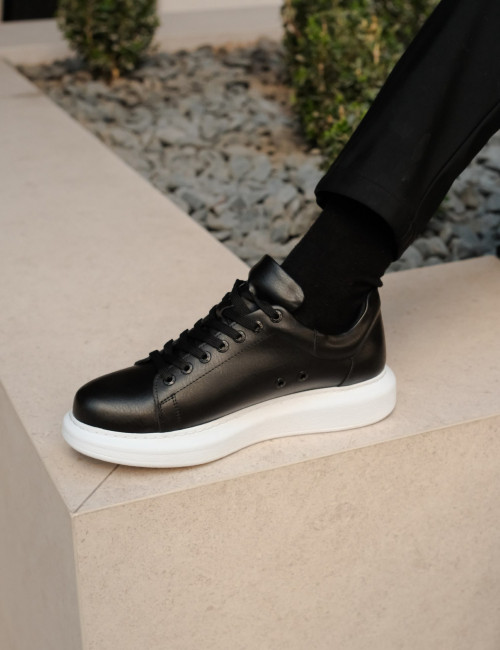 Ανδρικά ασπρόμαυρα δίσολα Sneakers λαστιχένια σόλα CH25700