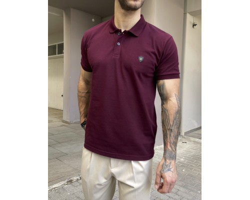 Everbest ανδρική μπορντό πικέ Polo μπλούζα Plus Size 252829B