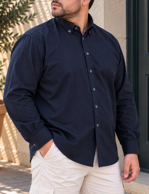 Ανδρικό μπλε τζιν κλασικό πουκάμισο Plus Size CA2723