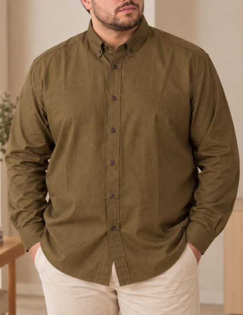 Ανδρικό κάμελ πουκάμισο Plus Size CA2720C