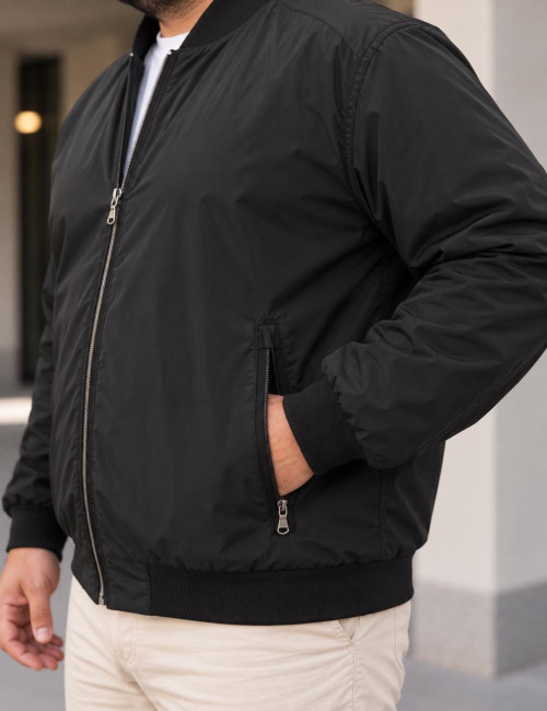 Ανδρικό μαύρο μπουφάν Bomber Plus Size EP493M