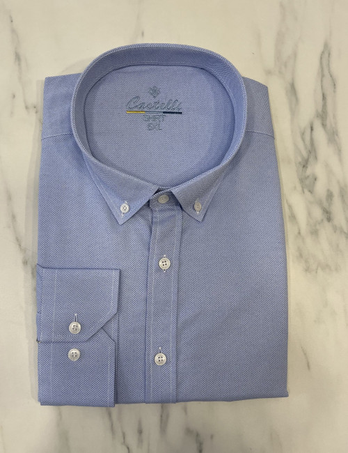 Ανδρικό σιέλ κλασικό πουκάμισο Oxford CA2524S