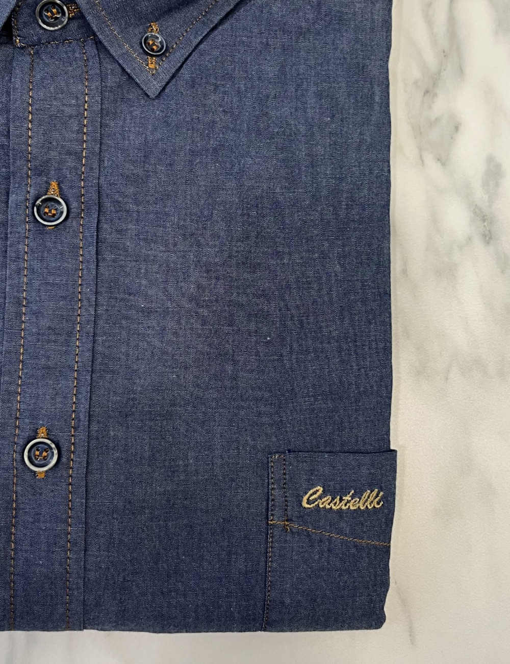 Ανδρικό με denim όψη μακρυμάνικο πουκάμισο.