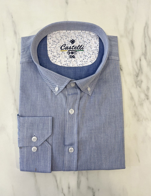 Ανδρικό σιέλ πουκάμισο με γιακά CA2523