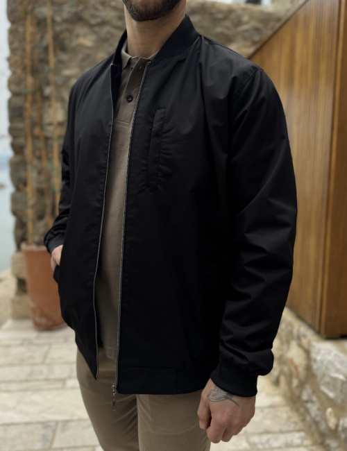 Ανδρικό μαύρο ελαφρύ Bomber Plus Size EP502