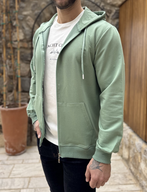 Ανδρική μέντα βαμβακερή ζακέτα με κουκούλα KEF2630M