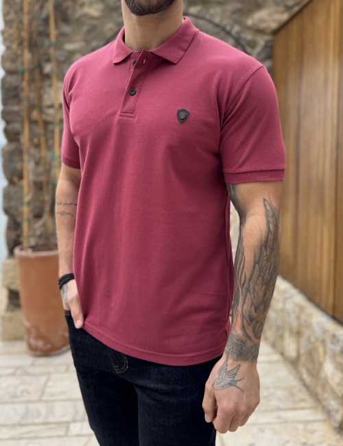 Everbest ανδρική κερασί πικέ Polo μπλούζα Plus Size 262839