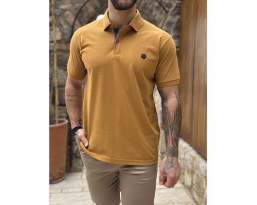 Everbest ανδρική ώχρα πικέ Polo μπλούζα Plus Size 262833O