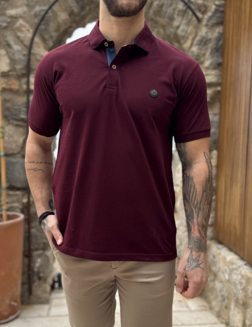 Everbest ανδρική μπορντό πικέ Polo μπλούζα Plus Size 262833B