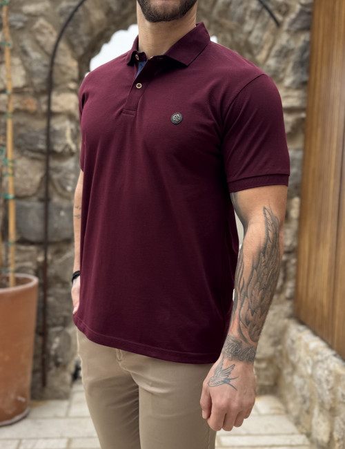 Everbest ανδρική μπορντό πικέ Polo μπλούζα Plus Size 262833B