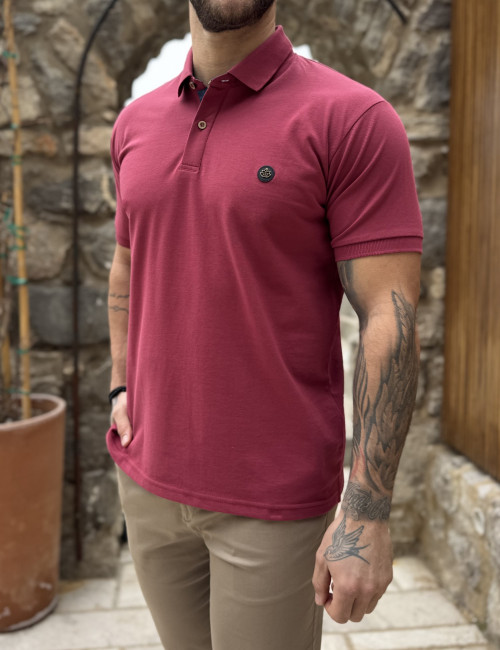 Everbest ανδρική κερασί πικέ Polo μπλούζα Plus Size 262833