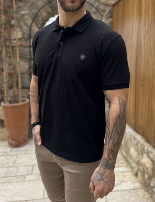 Everbest ανδρική μαύρη πικέ Polo μπλούζα Plus Size 262839M