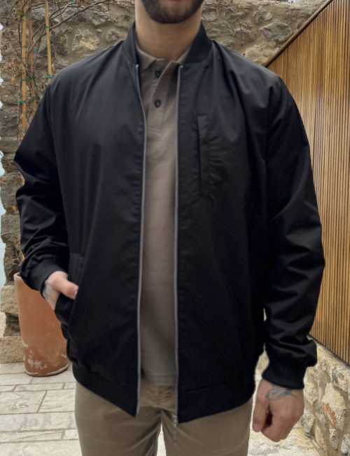 Ανδρικό μαύρο ελαφρύ Bomber Plus Size EP502