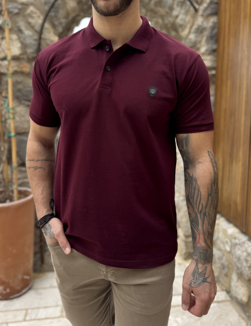 Everbest ανδρική μπορντό πικέ Polo μπλούζα Plus Size 262839B
