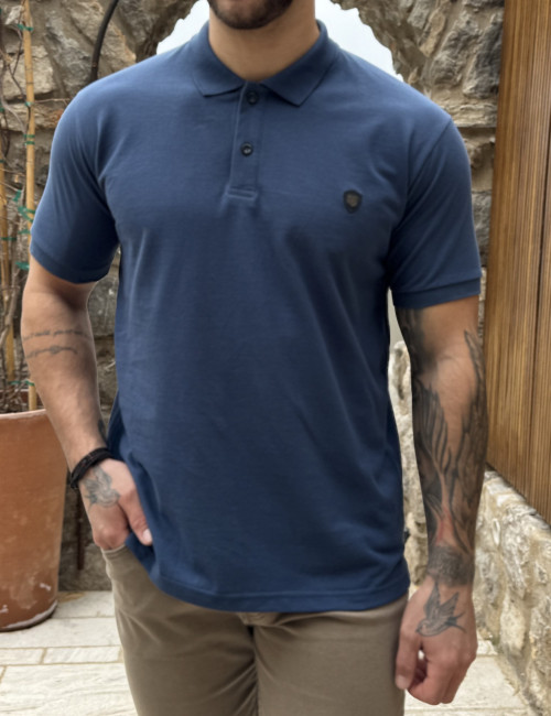 Everbest ανδρική μπλε Indigo πικέ Polo μπλούζα Plus Size 262839I