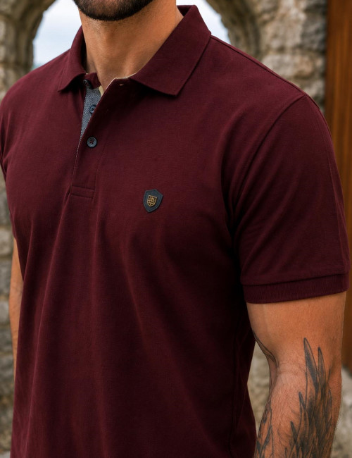 Everbest ανδρική μπορντό πικέ Polo μπλούζα Plus Size 262832B
